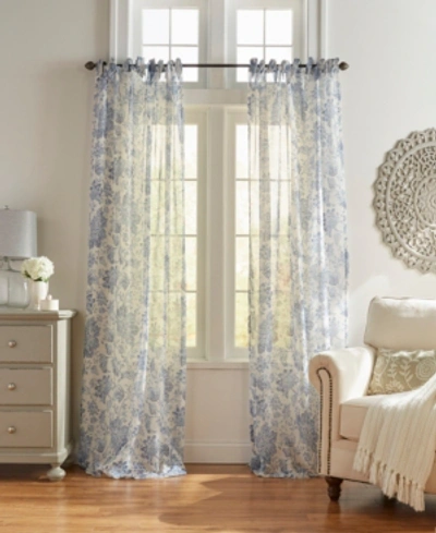 Elrene Westport Floral Tie-top Sheer Window Curtain In Indigo