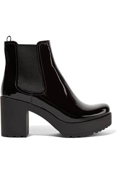 Prada Patent-leather Ankle Boots In Black