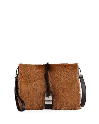 Prada Men's Capretta Fur Messenger Bag In Beige