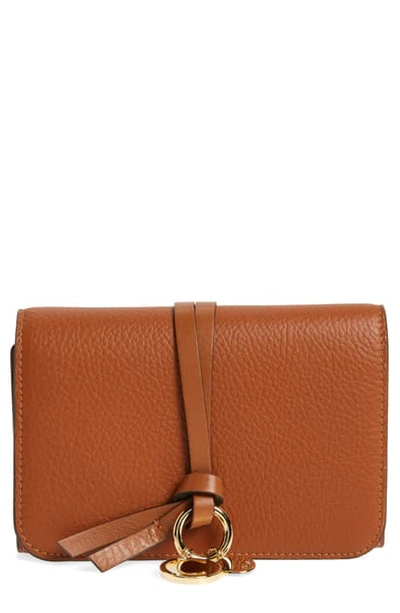 Chloé Alphabet Leather Continental Flap Wallet In Tan