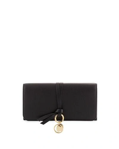 Chloé Alphabet Leather Continental Flap Wallet In Black