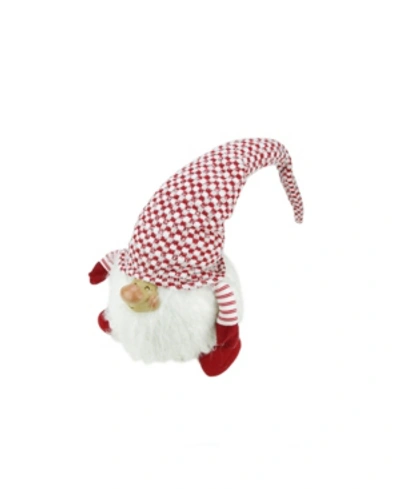 Northlight 14.75" Red And White "cheerful Charlie" Sitting Chubby Santa Gnome Table Top Christmas Figure
