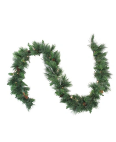 Northlight 9' Pre-lit White Valley Pine Artificial Christmas Garland In Green