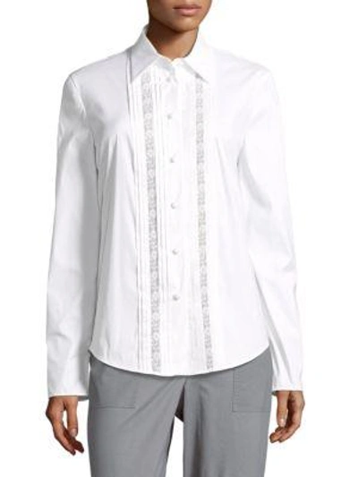 Prada Camicia Crepe Button-down Shirt In White