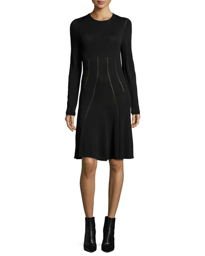 Mcq By Alexander Mcqueen Ergonomic Flirty Long-sleeve Dress, Black In Drkblk