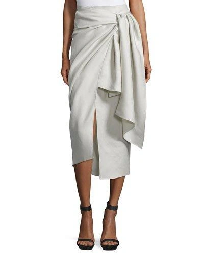Joseph Fran Metallic Twill Wrap Skirt, Pumice
