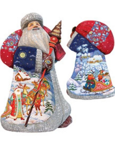 G.debrekht Woodcarved And Hand Painted Santa Christmas Courier Figurine In Multi