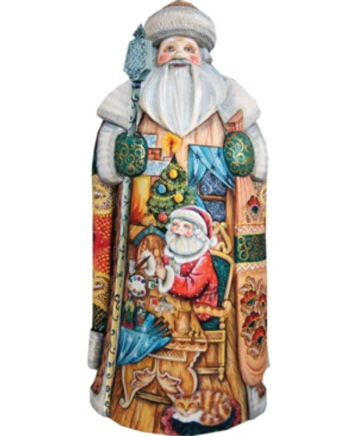 G.debrekht Woodcarved And Hand Painted Nativity Workshop Hand Painted Santa Claus Figurine In Multi