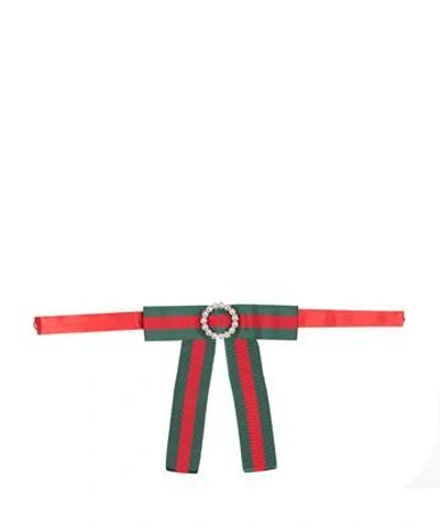 Gucci Jeweled Grosgrain Web Neck Bow In Verde