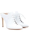 Francesco Russo Leather Lace-up Mules In White