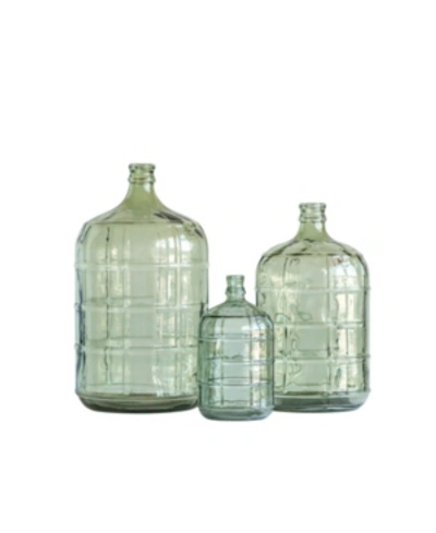 3r Studio Glass Bottle With Design In Green