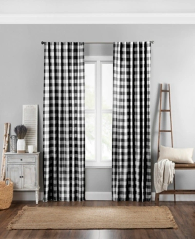 Elrene Farmhouse Buffalo Check 52" X 84" Curtain Panel In Black