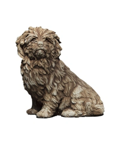 Campania International Fluffy Dog Garden Statue In Black