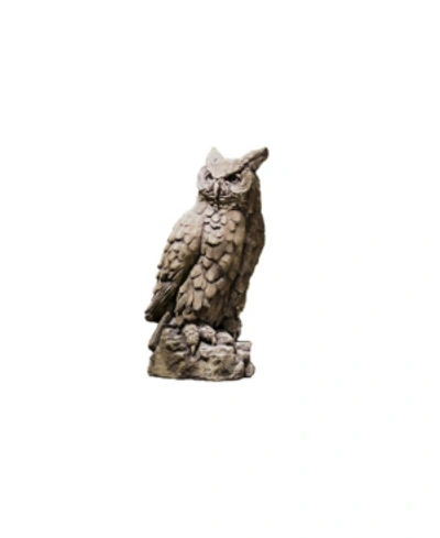 Campania International Large Horned Owl Garden Statue In Black