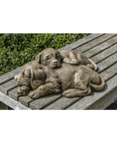 Campania International Nap Time Puppies Garden Statue In Dark Gray