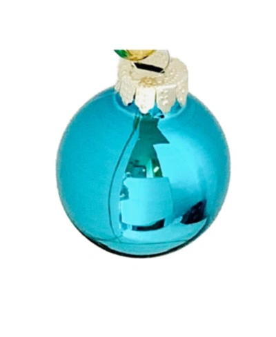 Whitehurst Shiny Christmas Ornaments, Box Of 40 In Teal
