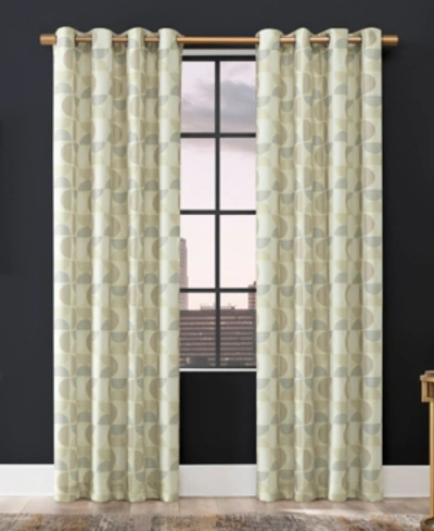 Scott Living Drake Mid-century Geometric Semi-sheer Grommet Curtain Panel, 96" X 50" In Gray