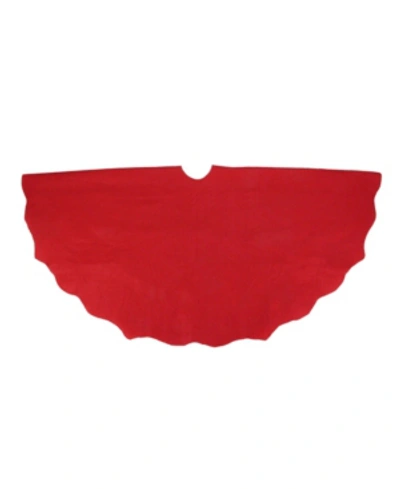 Northlight Cardinal Scalloped Edge Round Christmas Tree Skirt In Red