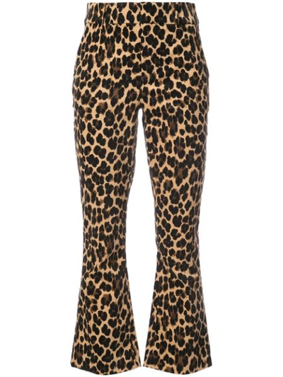 Frame Cheetah-print Cropped Flared Pants