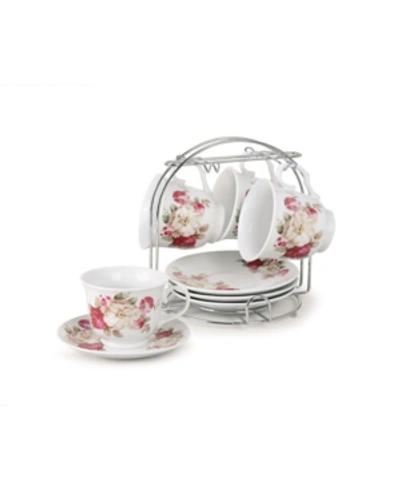 Lorren Home Trends 8 Piece 8oz Coffee Cup And Saucer Set, Service For 4 In Pink