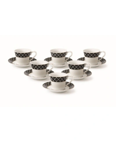 Lorren Home Trends 12 Piece 2oz Espresso Cup And Saucer Set, Service For 6 In Blue