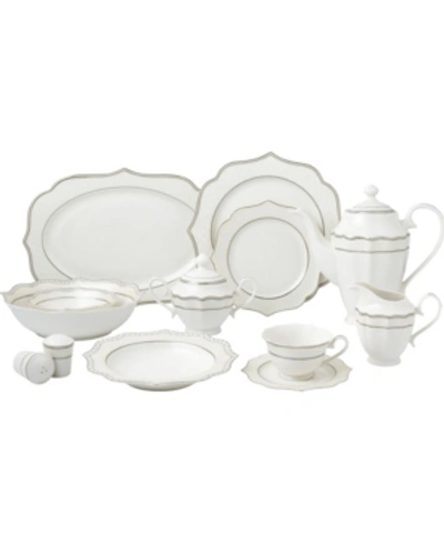 Lorren Home Trends 57 Piece Mix And Match Bone China Dinnerware Set, Service For 8 In Silver-tone
