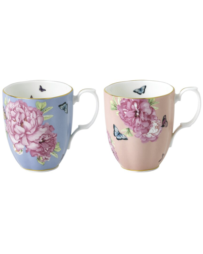 Royal Albert Miranda Kerr Friendship Hope & Tranquility Mug, Set Of 2 In Blue/pink