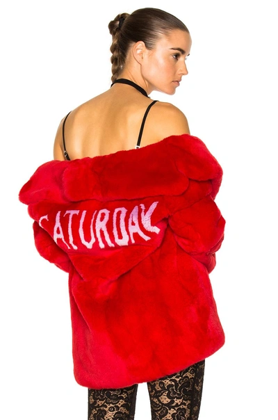 Alberta Ferretti Saturday Rabbit Fur Coat In Red