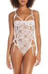 Oh La La Cheri Zara Underwire Open Cup Open Gusset Lace Teddy In White