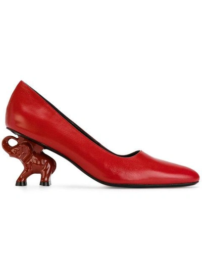 Dorateymur Elephant Heel Pumps In Red