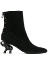 Dorateymur Elephant Heel Booties In Black