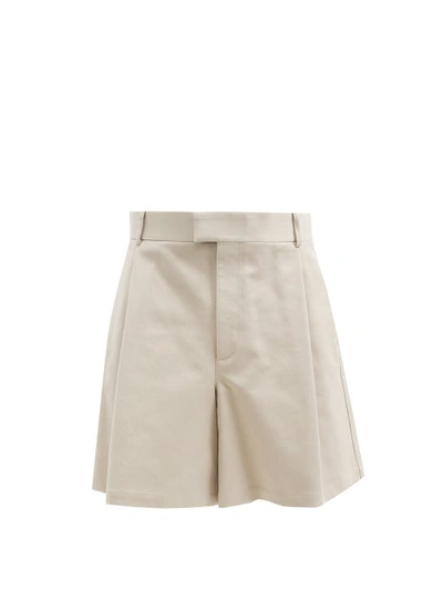 Bottega Veneta Wide-leg Cotton-twill Shorts In Beige