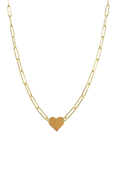 Adornia 14k Gold Plated Paperclip Chain Heart Pendant Necklace In Yellow