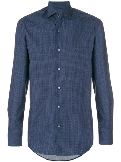 Ermenegildo Zegna Geometric-print Single-cuff Cotton Shirt In Blue
