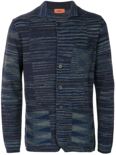 Missoni Knitted Space Dye Cotton Blazer In Blue Multi