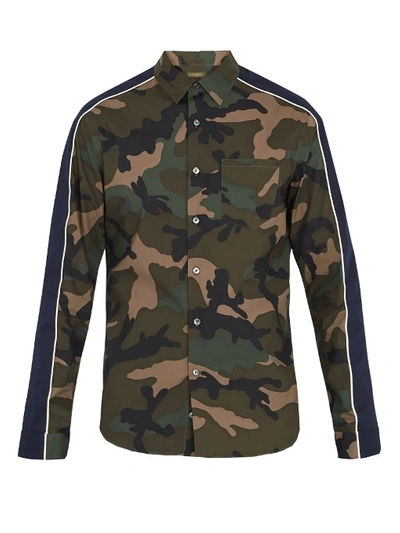 Valentino Camouflage-print Cotton Shirt In Green