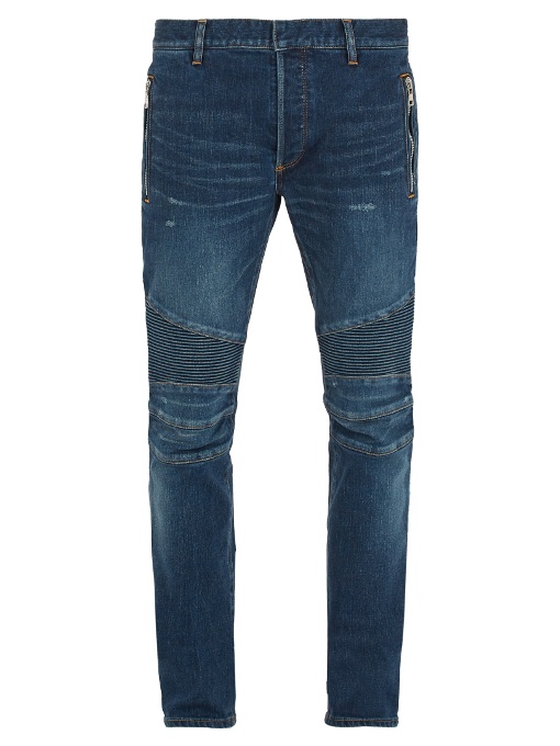 Balmain Zip-detail Biker Skinny-leg Jeans In Denim | ModeSens
