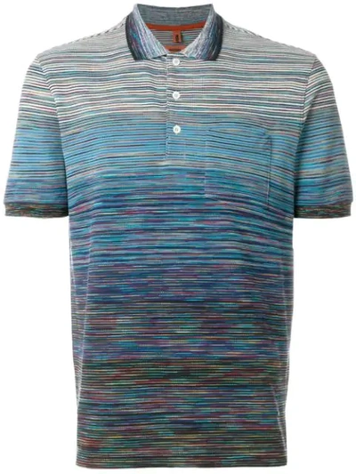 Missoni Gradient Stripe Polo Shirt In Blue Multi