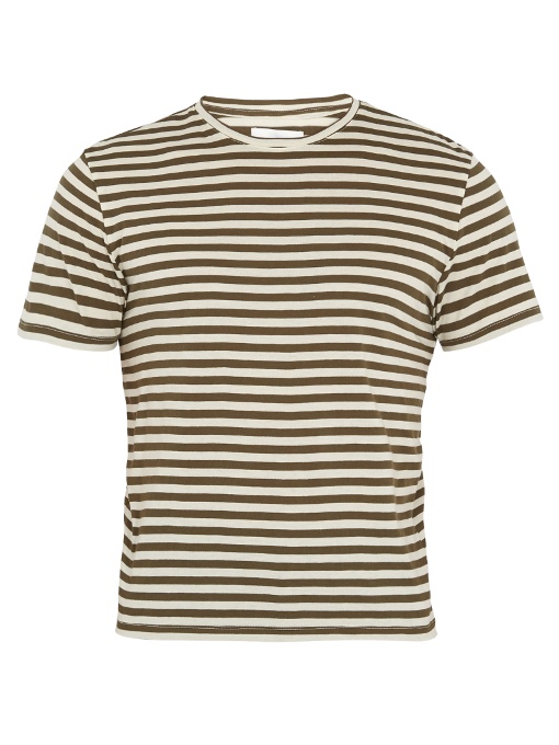 Solid & Striped The Striped Cotton-blend T-shirt In Green Multi | ModeSens