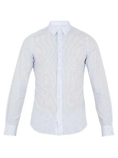 Valentino Button-cuff Striped Cotton-blend Shirt In White