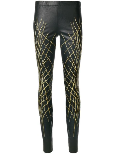 Haider Ackermann Printed Leather Leggings In Black