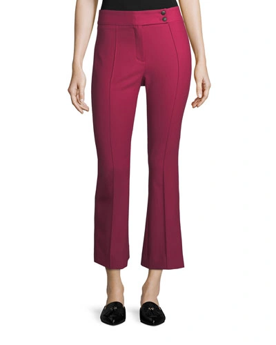 Veronica Beard Vaughn Mid-rise Seamed Cropped Flare Pants In Fuchsia