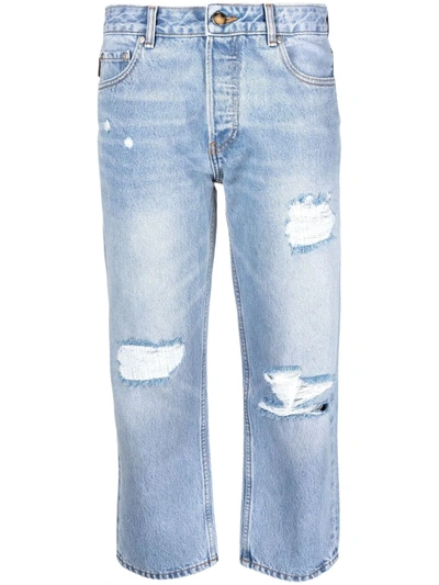 Ganni Distressed Cropped Denim Jeans