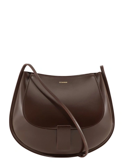 Jil Sander Half Moon Shoulder Bag In Brown