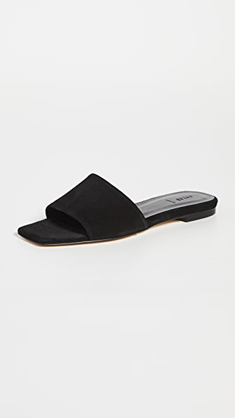black suede slides