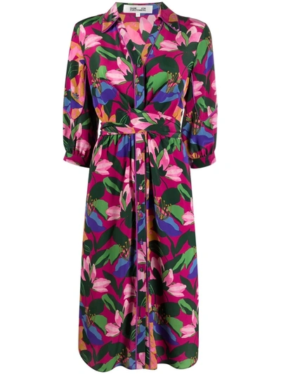 Diane Von Furstenberg Anna Floral-print Silk Shirt Dress In Multicoloured