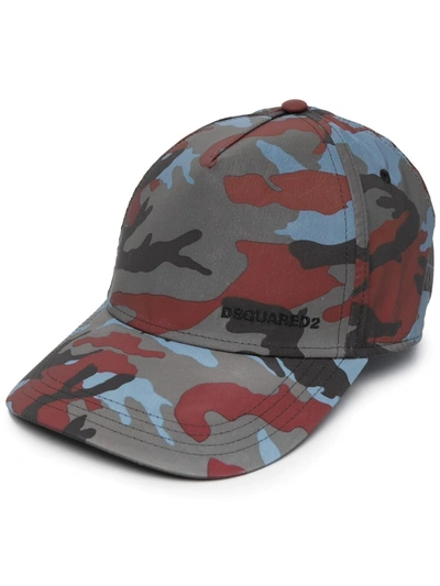 Dsquared2 Camouflage-print Reflective Shell Cap In Slate Blue