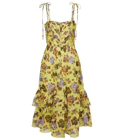 Ulla Johnson Loraine Floral Cotton-blend Midi Dress In Yellow