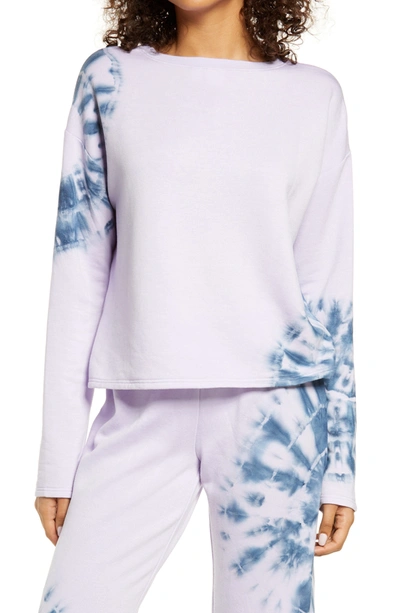 Bp. All Weekend Crop Sweatshirt In Purple Secret Placed Tie Dye