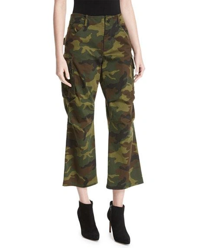 Alice And Olivia Alice + Olivia Johnsie Camo-print Cargo Pants In Green Pattern